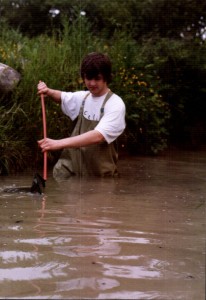 Trevor Weeks rescuing some newts in Hailsham Late  mid 1990s