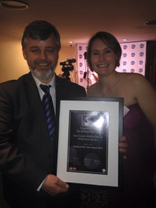 Trevor with Tanya from CEVA with the Finalist Certificate