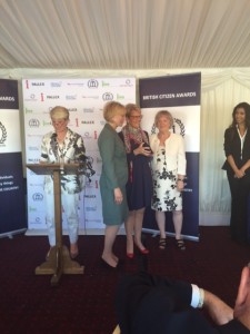 Monica recieves her award at the House of Lords in London.