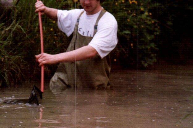 Trevor Weeks rescuing some newts in Hailsham Late mid 1990s